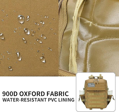 25L Military Tactical Backpack Small Assault Pack Molle Daypack for Men and Women for Work Travel Gym Outdoor Hiking Camping (Khaki)