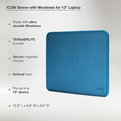 Incase ICON Sleeve with Woolenex - MacBook Air 13 inch M1, 2020, 2019, 2018 & MacBook Pro 13 inch 2019, 2018, 2017, 2016 Case - Fitted MacBook Case, Laptop Sleeve, Hard Cover, Durable (Boutique Blue)