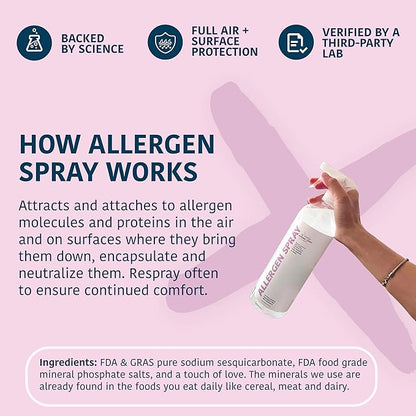 Allergen Spray, Pets, Dust Allergies & More, Air & Surface, Just Add Water, Bottle with One Refill, Over 64oz Total