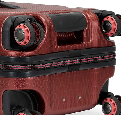 Traveler's Choice Maxporter II 22" Hardside Polycarbonate Spinner Carry-On Luggage, USB Port, TSA Lock, Red