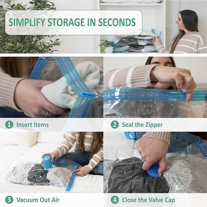 35 Pack Vacuum Storage Bags with Rechargeable Wireless Portable Electric Pump, Vacuum Seal Space Saver Bags for Clothing, Pillows, Blanket, Bedding, Comforters