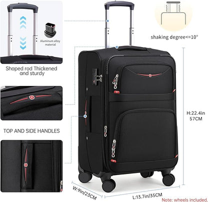 Softside Expandable Luggage with 4 Spinner Wheels, Durable Carry-On Luggage Suitcase (Coffee, 21-Inch)