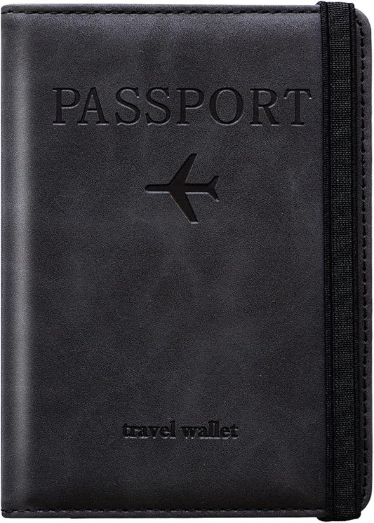 Passport Holder for Travel Women and Men RFID Passport Holder with Card Slots Holder Passport Case Passport cover Passport Wallet Travel Essentials and Accessories (Elastic, Black)
