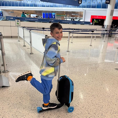 Kids Scooter Luggage - 2-in-1 Ride-On Suitcase with Light-Up Wheels & Adjustable Handle|Carry-On Approved & TSA-Friendly| Fun, Durable, Lightweight Travel Scooter for Boys & Girls Ages 3-10
