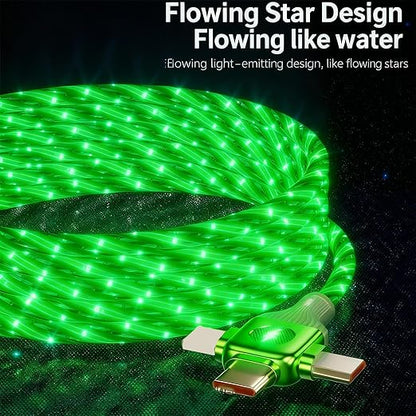USB Cable PD Fast Charger Lighted Up(USB 6IN1 Starry Green) Mobile Phone Data Cable,Fast Charging Cable,TPE Material,Compatible with Almost All Devices.