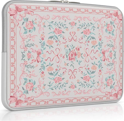iCasso Laptop Sleeve 13 inch for MacBook Air 13-13.6 inch,Cute Laptop case for MacBook Pro 13 inch 14 inch, Slim Protective Travel Carrying Case Sleeve for 14 inch Chromebook, HP, Retro Bow Pink
