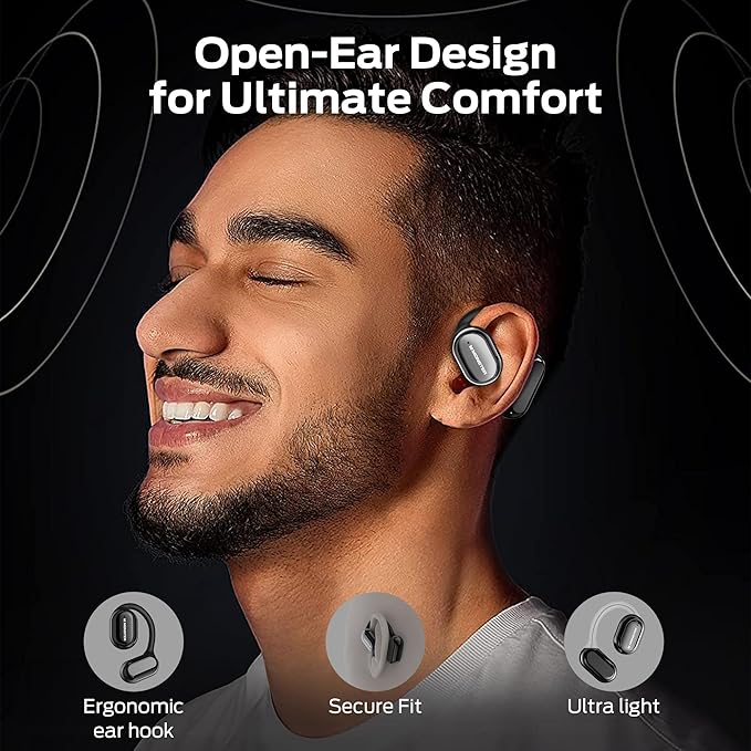 Monster Open Free AC100 Open Ear Bluetooth 5.3 Headphones, Wireless Earbuds with Earhooks, Immersive Stereo Sound by 16mm Large Driver, Clear Calls, 30H Playtime, for Workout