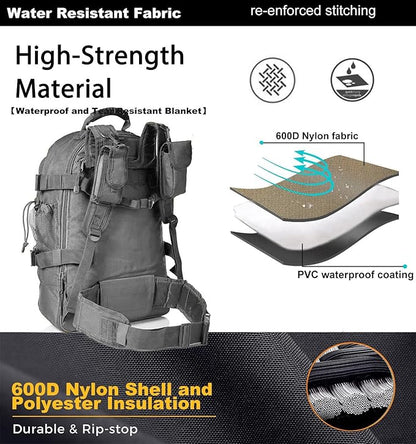 Tactical Backpack Military Army Daypack - Assault Pack for Men Molle Backpacks Bug Out Bag 3 Day Pack for Hiking Camping Travel Hunting Rucksack Trekking Grey
