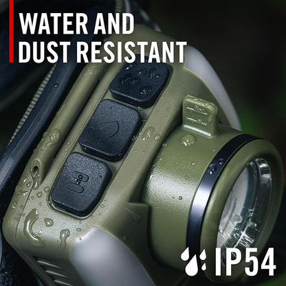 Coast FL97R Voice-Controlled 1200 Lumen Rechargeable LED Headlamp with Pure Beam® Spot & Flood, ARC Lighting, Red & Green Color Modes, Glide Focus™ Radial Arm Dial and USB-C Charge Port, Desert