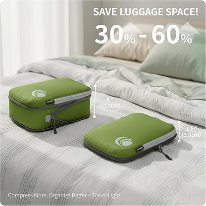 Cipway Compression Packing Cubes Set, Ultralight Expandable Travel Packing Organizers for Carry on Luggage (Green 3pcs)