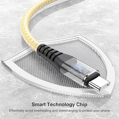 5Pack Short USB C Type C Cable 1FT,Nylon Braided Fast Charging 3A Quick Charger Cord,USB A to Type C Charger Cord Cable for iPhone 15 Samsung Galaxy S20 S10 S9 S8 Plus S10E, Note 20 10 9 8, Moto G7 G8