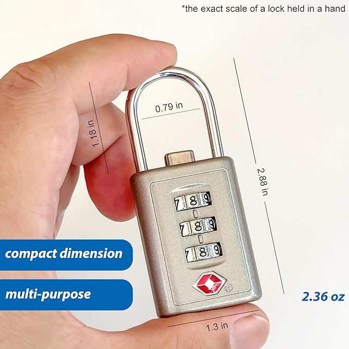 Combination Lock TSA Approved Lock 3 Digit Code Padlock Luggage Lock for Bags, Luggage, Backpacks, Toolboxes, Suitcases, Storage Cabinets (2 Pack)