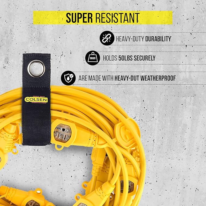 COLSEN Storage Strap – 20 inch large Heavy Duty Garage Organization Cable Keeper Wire Holder Outdoor rope strap Hose Hanger for extension cords RV Organizers Garden Anchor Marine Workshop (6Pack)