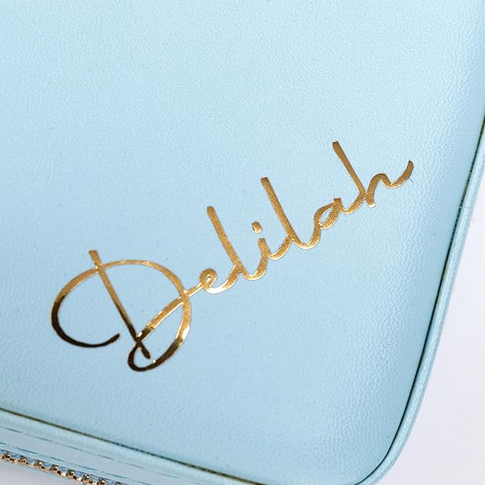 Angelina's Palace Personalized Jewelry Case with Name Engraved,Custom Leather Travel Jewelry Organizer Box for Rings,Earrings,Necklaces,Birthday Bridesmaid Gift For Women