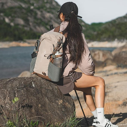 20L Small Khaki Hiking Backpack Daypack with Chest Strap for Men Women, Waterproof Outdoor Backpack with Padded Straps