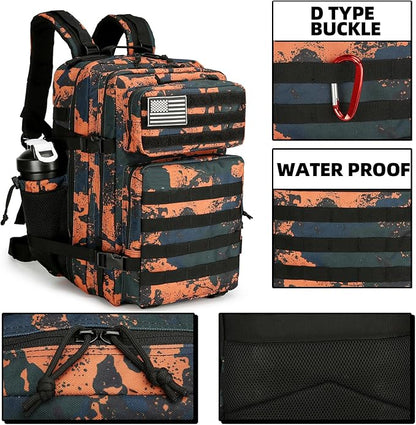 45L Tactical Assault Backpack 3 day assault pack with Molle Waterproof backpack Rucksack for Tactical Backpacks (Mars Camo)