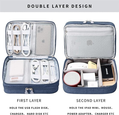 mygreen Electronic Organizer Travel Cable Organizer Bag for Hard Drives, Cables, Charger, Phone, USB, SD Card Dark Blue