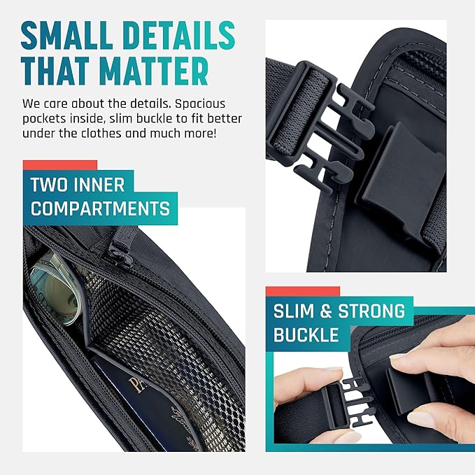 Alpha Keeper Hidden Travel Money Belt - RFID Blocking Waist Wallet & Passport Holder for Women and Men, Anti-Theft Slim Security Pouch