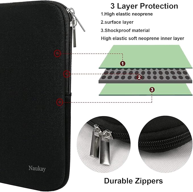 17 inch Laptop Sleeve Case, 17-17.3 Inch Resistant Neoprene Laptop Sleeve/Notebook Computer Pocket Case/Tablet Briefcase Carrying Bag Compatible Asus/Dell/Fujitsu/HP/Sony/Acer - (Black)