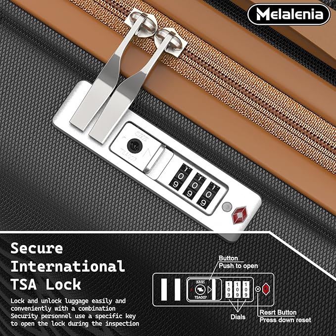Melalenia Luggage Sets 4 Piece Suitcase Set,Hard Shell Carry on Luggage Travel Suitcases with Spinner Wheels and TSA Lock, Lightweight Luggage Set for Women