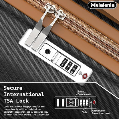 Melalenia Luggage Sets 4 Piece Suitcase Set,Hard Shell Carry on Luggage Travel Suitcases with Spinner Wheels and TSA Lock, Lightweight Luggage Set for Women