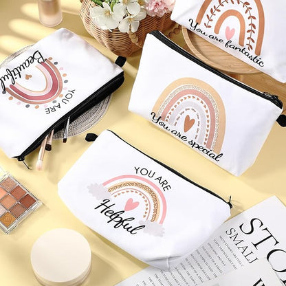 Dunzy 20 Pcs Makeup Bags Bulk Graduation Gift Cosmetic Bag Makeup with Zipper Pouch Waterproof Portable Travel Toiletry for Women Teacher Birthday Thanksgiving Christmas Gifts(Rainbow)