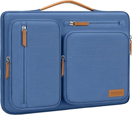 MOSISO 360 Protective Laptop Case 13.3 inch, 13-13.3 inch Laptop Sleeve Compatible with MacBook Air/Pro 13 / Pro 14,HP Dell Acer ASUS,Side Open Carrying Case with 4 Zipper Pockets&Handle, Cadet Blue