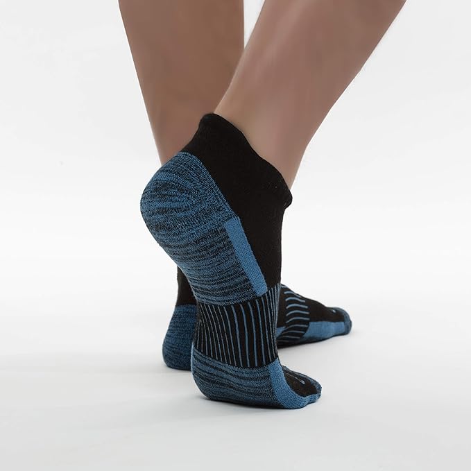 Copper Fit Unisex No Show Sport Socks, Black, Large-X-Large, 3 Pair