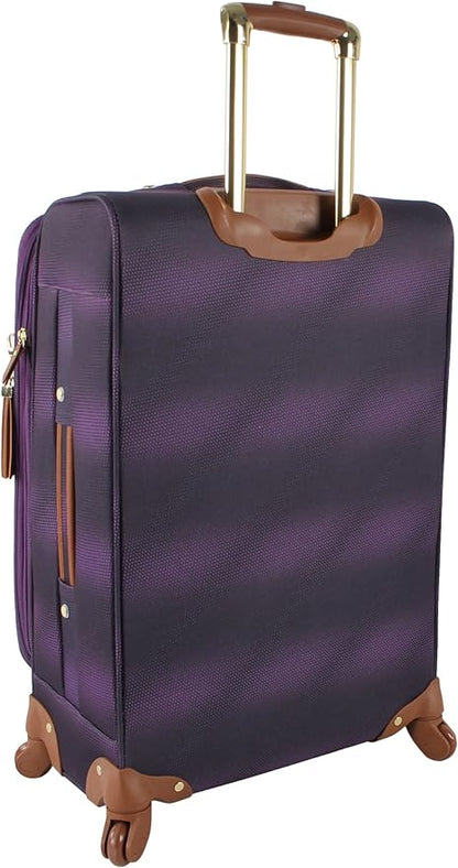 Steve Madden Designer-Gepckkollektion Leichter Softside-Koffer fr Damen und Herren strapazierfhige 50,8 cm groe Tragetasche mit 4 rollenden Spinner-Rdern, Shadow Purple, 20in, Carry on Bag With