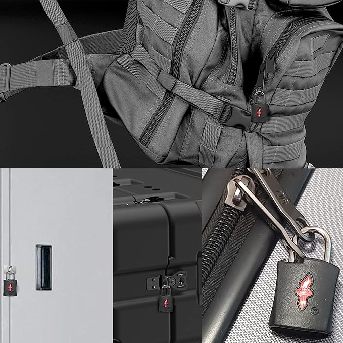 4 Pack Black TSA Approved Luggage Lock for Suitcases, Carry-On Bags, Backpacks & Laptop Cases