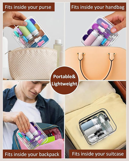 Quatish 20 Pack Travel Bottles for Toiletries, Original Patented, TSA Approved Travel Size Containers, Leak Proof Silicone Shampoo and Conditioner Bottles Women & Men, Airplane Essentials, Purple