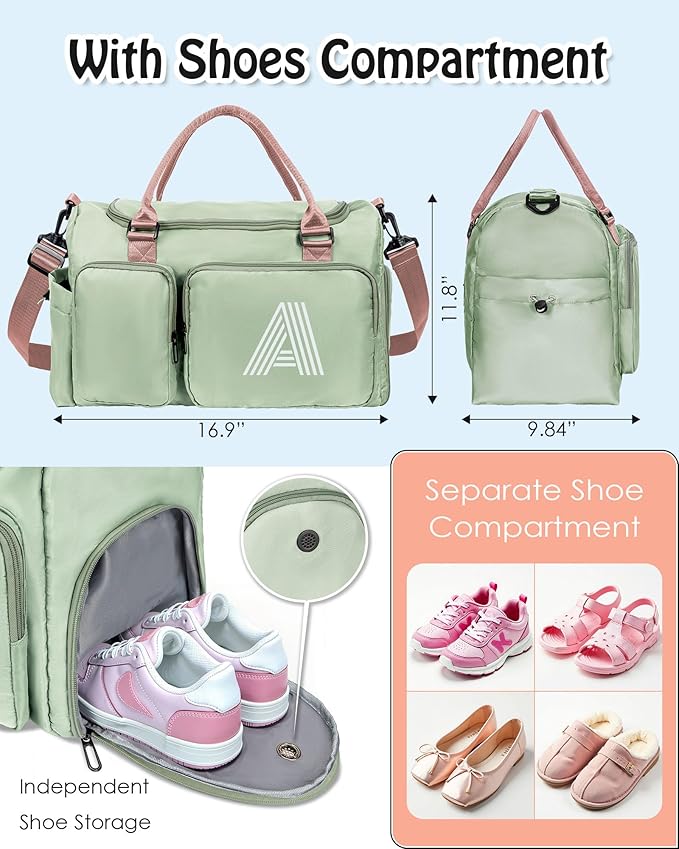 Birthday Gift for Girls, Initial Travel Duffle Bag, Sports Gym Bag, Personalized Weekender Bag,Monogram Overnight Bag, Birthday Gifts Daughter Gifts Friend Gifts