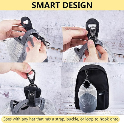 BAREFOOT CARIBOU Hat Clip for Travel, Hands-Free Bag, Backpack, Purse, and Hiking Gear Clip-on Holder Strap for Baseball, Snapback, and Ponytail Caps