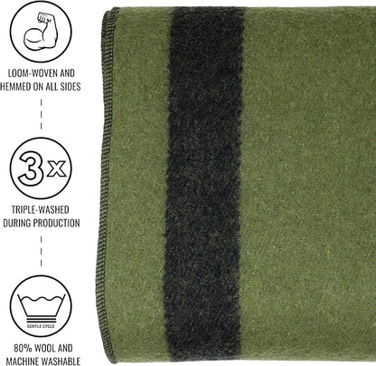 Arcturus Rainier Wool Blanket - 4.5lbs Warm, Heavy, Washable, Large | Great for Camping, Outdoors, Survival & Emergency Kits (Four Cedars)