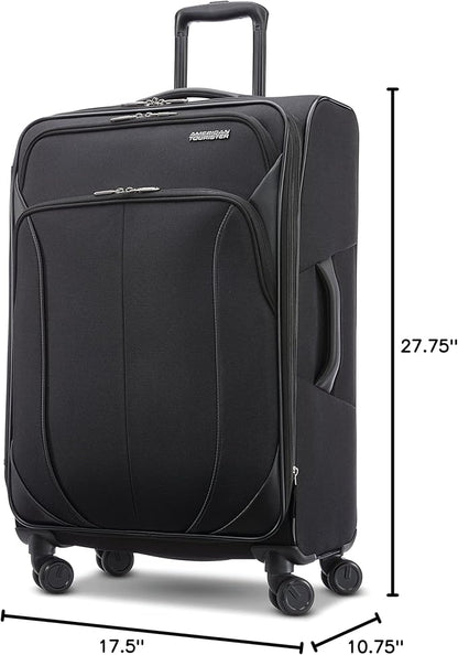 American Tourister 4 KIX 2.0 Expandable Softside Luggage with Spinner Wheels, 24 SPINNER, BLACK