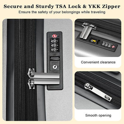 16 Inch Carry On Luggage Airline Approved, Expandable Lightweight ABS+PC Hard Shell Suitcases with 360° Spinner Wheels, TSA Lock, YKK Zippers (Dark Gray, 1 PC)