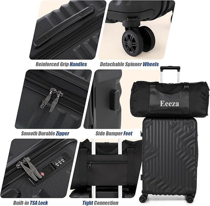 Luggage Sets Suitcase Sets 5 Piece Luggage Sets Suitcase with ABS Hard Shell Lightweight TSA Lock and Double Rotatable Detachable Wheels(Black,20"/24"/28"/DB/TB)