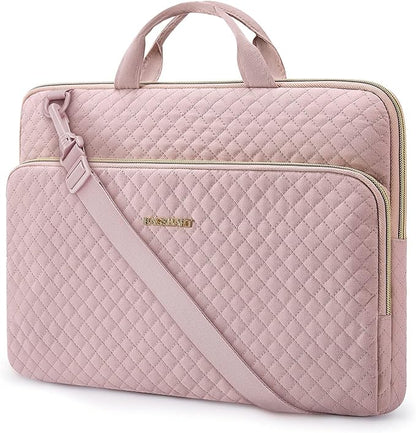 BAGSMART 15.6 Inch Laptop Case Sleeve Compatible with MacBook Pro 16 Inch,15.6 Inch HP,Dell,Acer Aspire,Asus Notebook, Lightweight Laptop Bag for Women with Shoulder Strap,Pocket,Handle, Pink