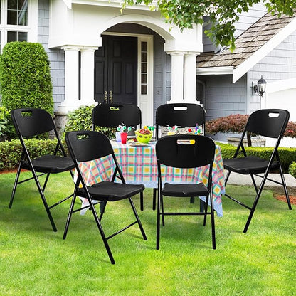 6 Pack Folding Chair, 700 lb Weight Capacity,Indoor/Outdoor Heavy Duty Foldable Chairs for Restaurants, Kitchens, Picnics, Races, Parties & Weddings. (6, Black)