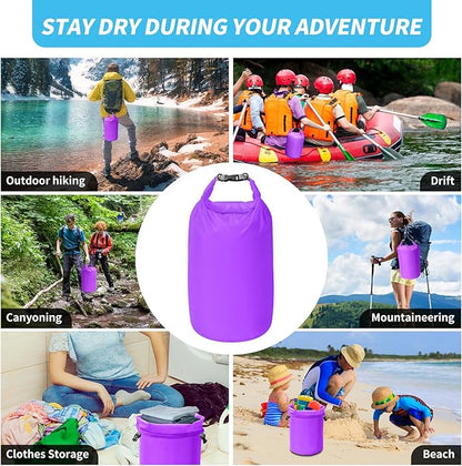 Dry Bag Set, Waterproof Small Lightweight Dry Bags for Paddle Board Kayaking, Fishing, Camping (Purple, 20L 2Pack)