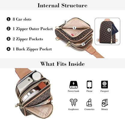 INICAT RFID Blocking Sling Bag,Anti Theft Crossbody Bags for Women,Travel Gifts Cross Body Purses Vegan Leather