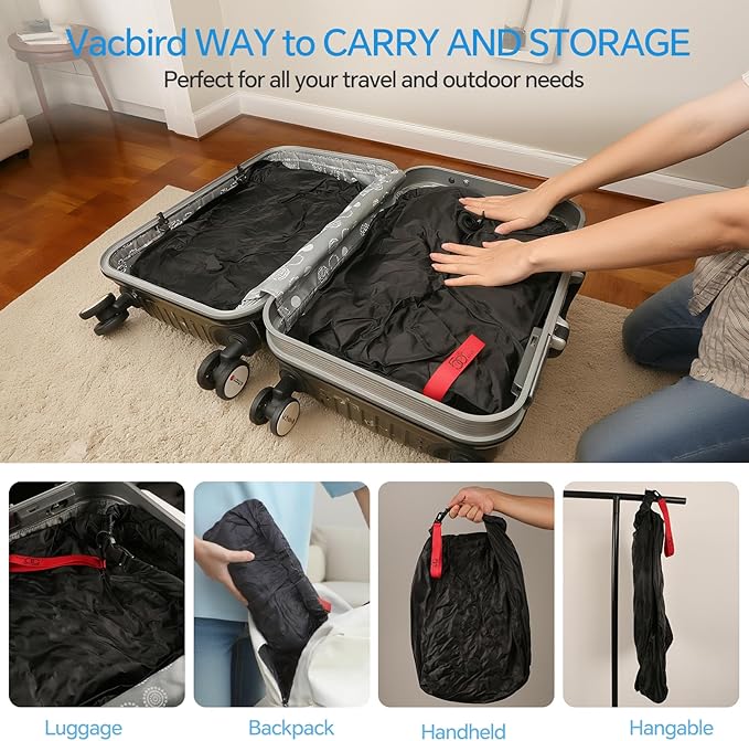 Travel Vacuum Compression Storage Bags, 2 Pcs 25L Dry Bags for Suitcase Luggage Packing Seal, Carry on for Space Save