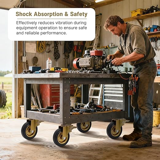 Nefish 6 Inch Outdoor Heavy Duty Caster, Large Castors Wheels Set of 4 with Brake, Durable Industrial Grade Casters 2600 LBS, 360 Degree Plate Swivel Castor Wheels for Cart, Workbench, Machine