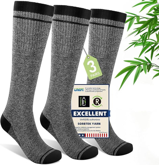 Compression Socks Women & Men, 15-20 mmHg Bamboo Viscose Knee High Soft Support for Flying Travel Daily