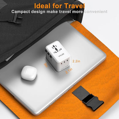 PD100W GaN Universal Travel Adapter, International Power Adapter in One, 3 USB C & 1 USB A & AC Outlet, Travel Adapter Worldwide Plug Adapter with USA EU UK AUS Plugs for Laptops,Tablets,Phones
