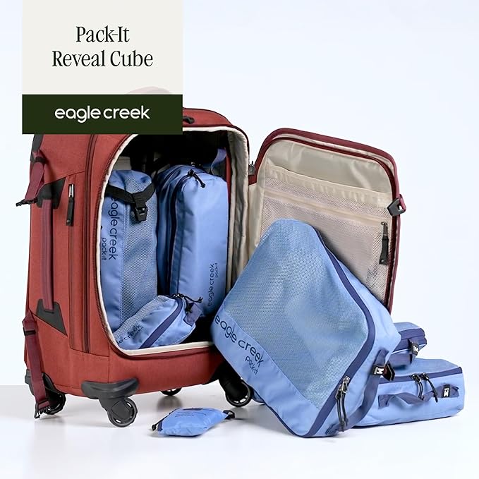 Eagle Creek Pack-It Reveal Cube - Lightweight Packing Cubes for Optimizing Luggage Space - Easy to Carry - Mesh Fabric - Water-Resistant - Easy Grab Zipper - Large - Storm Grey