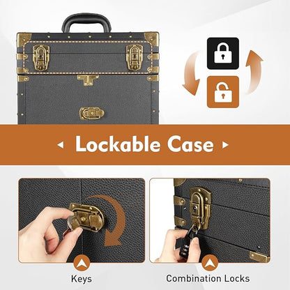 Beauty Luggage Rolling Lockable Makeup Train Case Stylist Cosmetic Luggage Travel Organizer with Hair Dryer Holder & Compartment