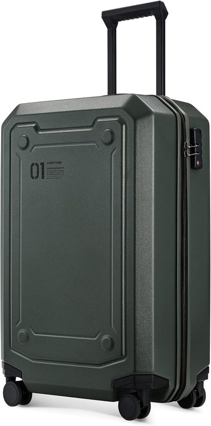 NINETYGO Carry On Luggage 22x14x9 Airline Approved, Carry On Suitcase with Smooth Double Spinner Wheels, Hard Shell PC+ABS Suitcase Carry-On, Lightweight Travel Luggage, TSA Approved (Green, Sahara)