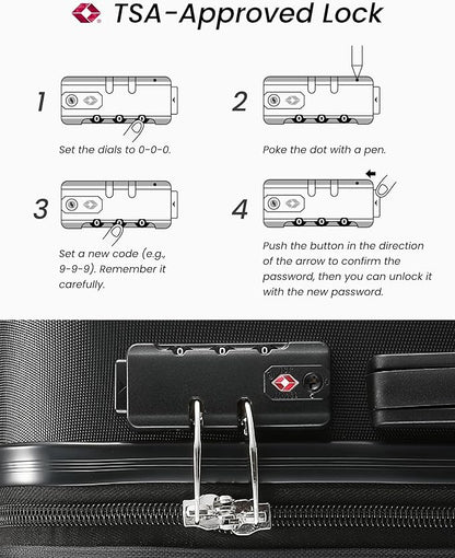 Luggage Sets 5 Piece, Expandable Hardside Suitcases with Wheels Includes Tote Bag, White Brown