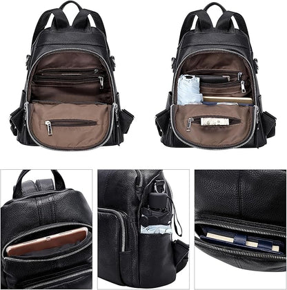 ALTOSY Soft Leather Backpack Purse For Women -theft Backpacks Versatile Shoulder Bag（S81 Black）